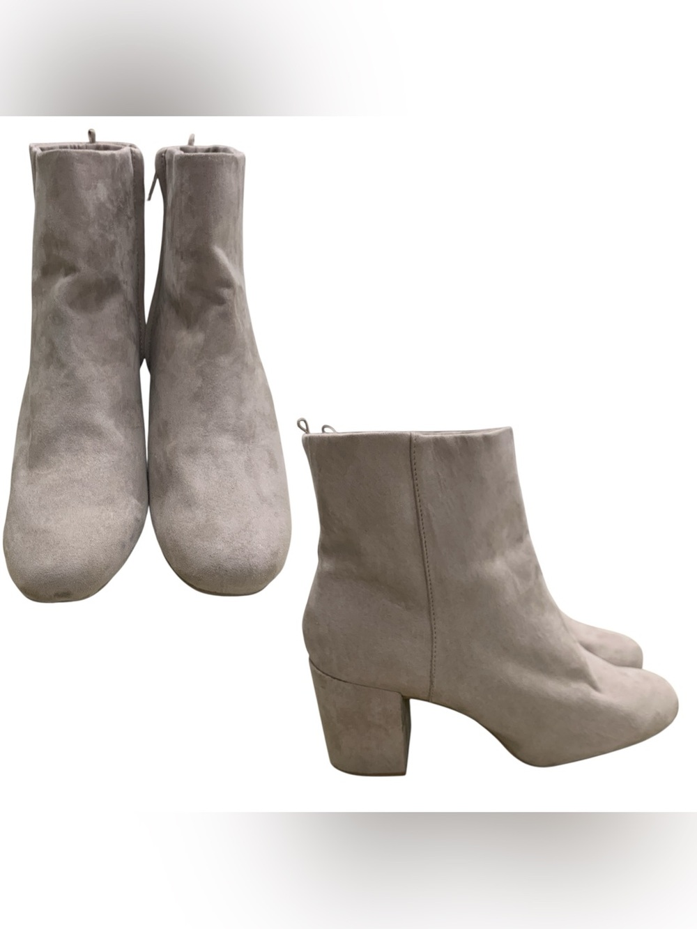 Old Navy Suede Block Heel Ankle Boots - Light Gray S10